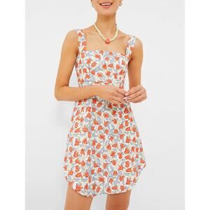 Coco Shop Bougainvillea Mini Babydoll Dress Red Floral 100% Cotton Resort SZ XL